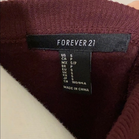Forever 21 Cropped Varsity Sweater, Size S - Picture 5 of 5